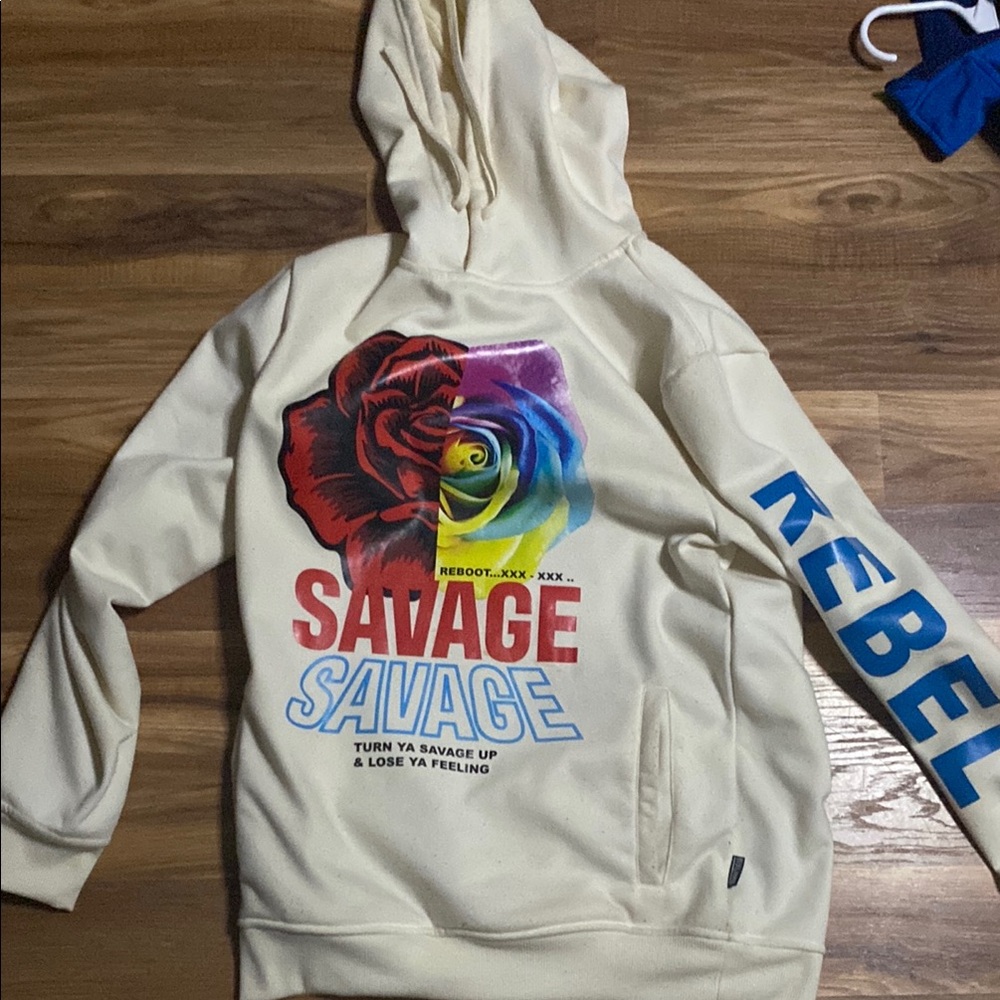 Savage Graphic Hoodie - Cream